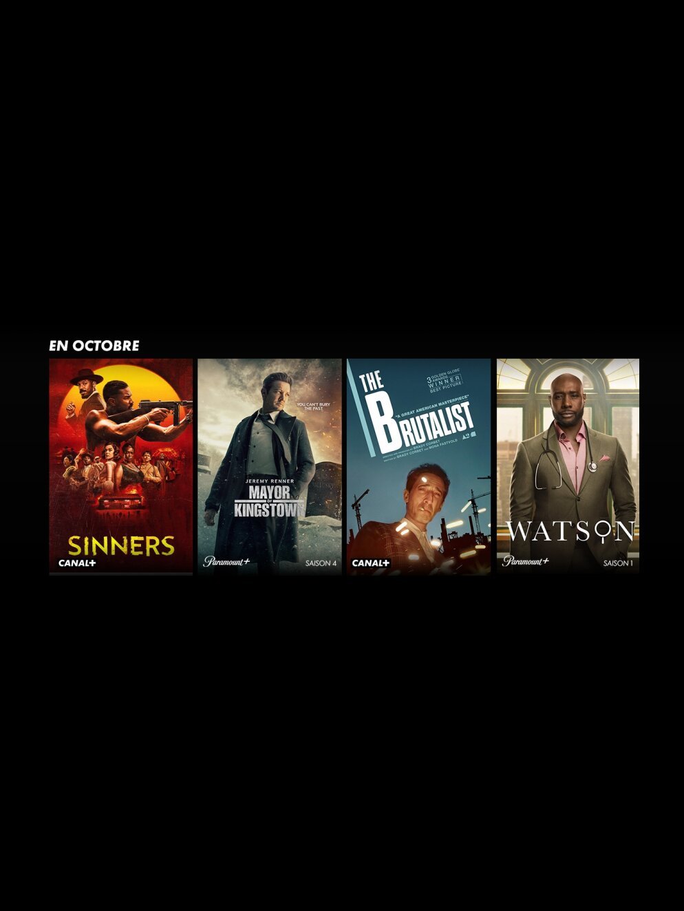 Sinners, Mayor of Kingstown, The Brutalist et Watson S1 disponibles en octobre sur CANAL+.